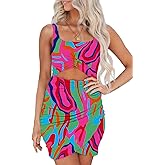 Acelitt Summer Dresses for Women 2025 Cut Out Twist Front Ruched Wrap Bodycon Sleeveless Party Club Mini Dress Beach Sundress