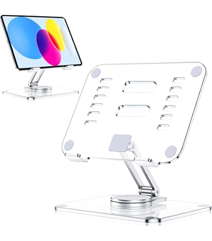 MoKo Acrylic Tablet Stand With 360° Rotating Base - Adjustable Holder For IPad, IPhone, Up To 12.9"
