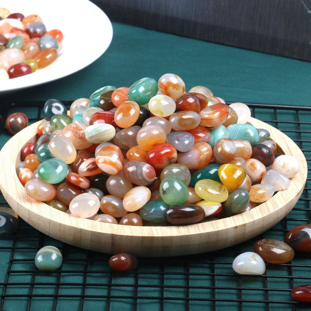 Natural Polished Decorative Gravel Pebbles - 2lb Colorful Agate Rocks for Landscape Decoration Stone. 0.39-0.78 Inch, Suitable for Home Decoration, DIY Handmade, Decorative Fish Tanks, Vase Filler: Furniture & Decor