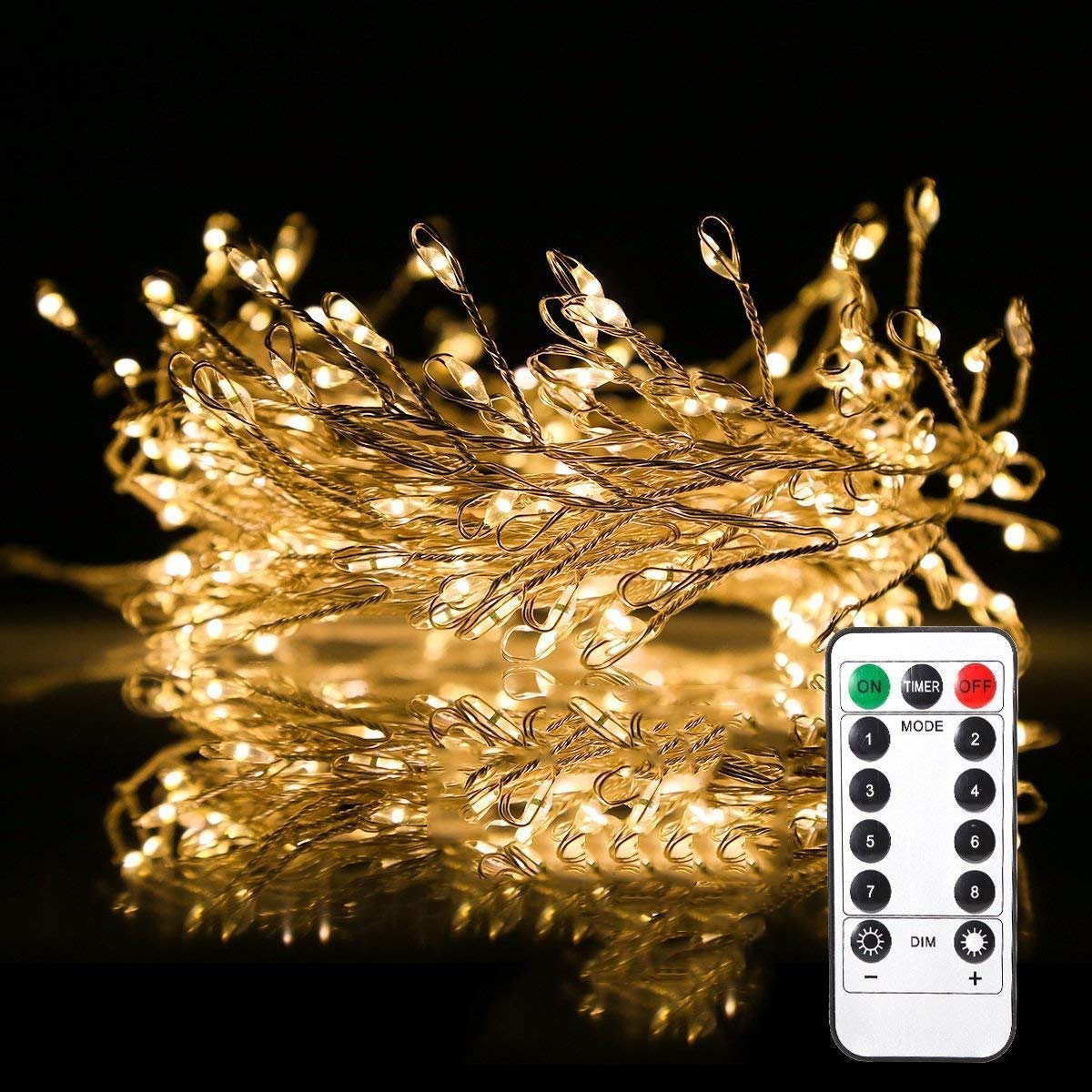 ECOWHO Fairy Lights Battery Operated, 200 LED String Lights Dimmable with Remote Control, Waterproof Decorative Lights for Bedroom Wedding Patio Garden Party (Warm White)
