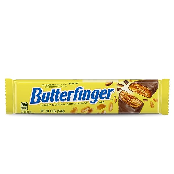 BUTTERFINGER, BULK 36 PACK, CHOCOLATEY, PEANUT-BUTTERY, FULL SIZE INDIVIDUALLY WRAPPED CANDY BARS, 1.9 OZ EACH