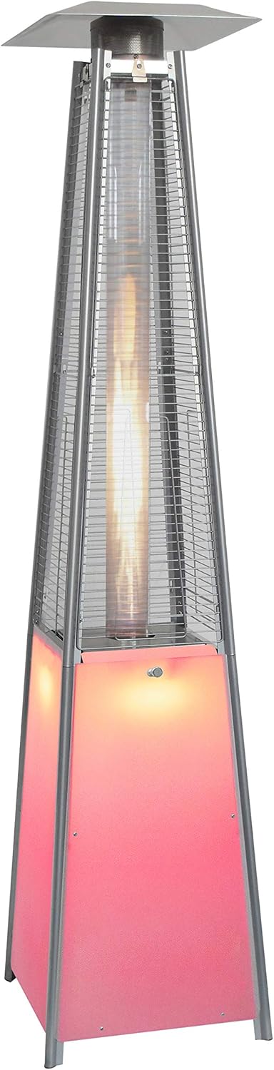 Hanover HAN110SS 7 ft Modern Pyramid Multicolor LED Lightin Propane Patio Heater, 7', Stainless Steel