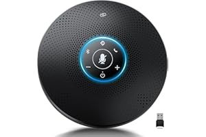 Bluetooth Speakerphone - eMeet M2 Max Professional Conference Speaker and 4 Directional Mics for up to 15 People Business Conference Calls High Volume Noise Reduction Daisy Chain Dongle Home Office