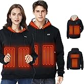 WUEAOA Heated Hoodie for Men Women,Pullover Heated Sweatshirt with 6 Heating Zones and 7.4V Battery Pack