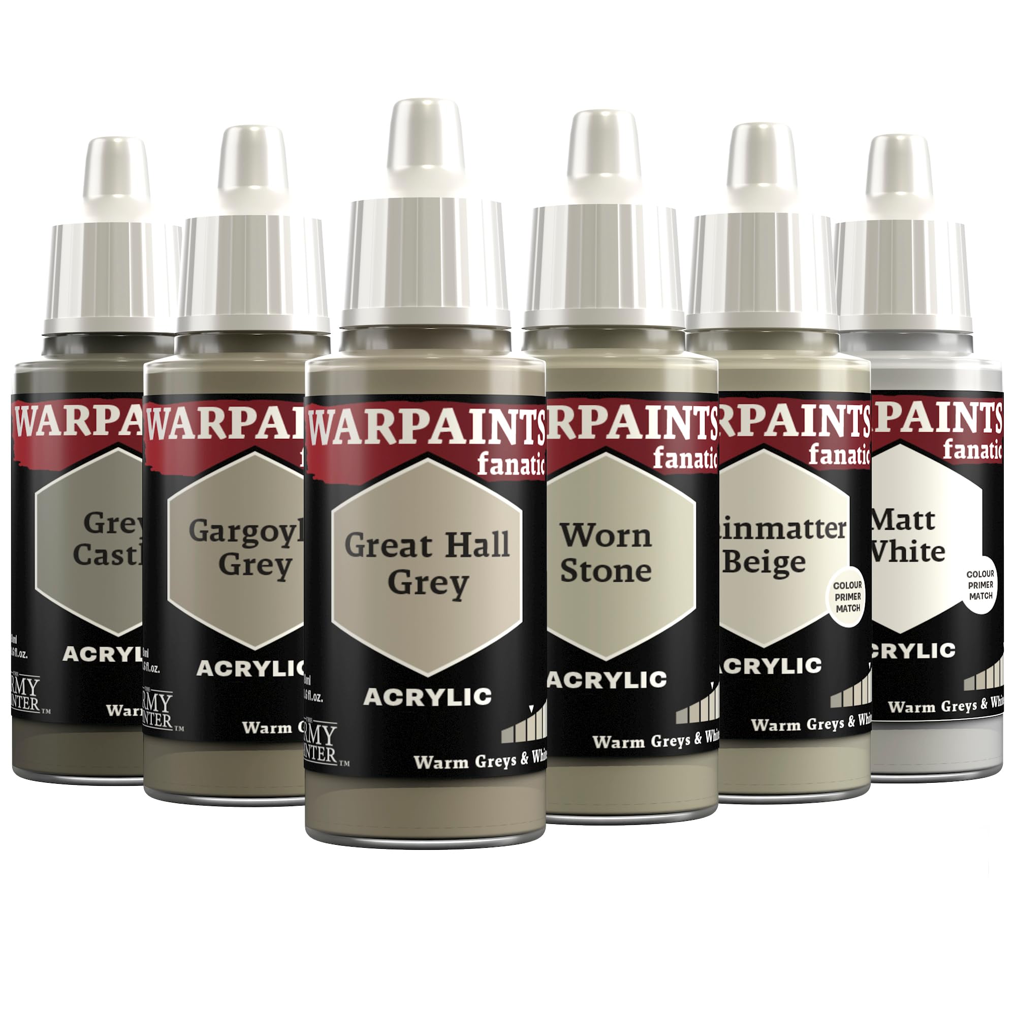 The Army Painter, Warpaints Fanatic Flexible Triad: Warm Greys & White, 6 x 18 ml acrylic paints - Miniature quality hobby paint for Dungeons and Dragons (DnD) & Warhammer Miniatures