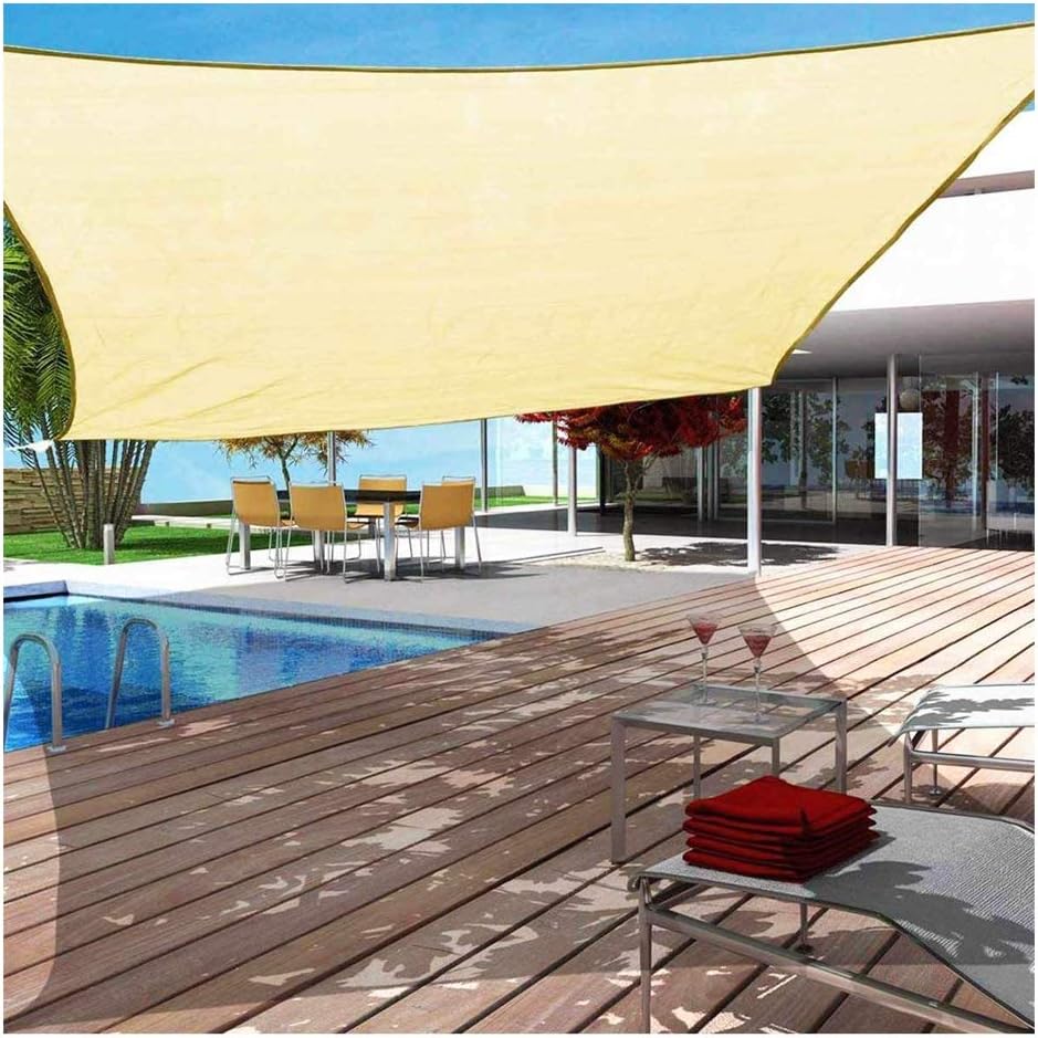 JJHH Sun Shade Sail Waterproof Rectangle/Square for Patio Outdoor Canopy Sunshade Sail Shade Cloth,Beige,2x3m(6.5x10ft)