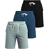 Real Essentials 3 Pack: Men's Cotton 7" French Terry Lounge SweatShorts – Gym Casual Shorts Pockets (Big & Tall Available)