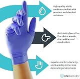 Unigloves Advanced Zero Nitrile Gloves Blue Large Box 100 GM0054 Powder Free view 2
