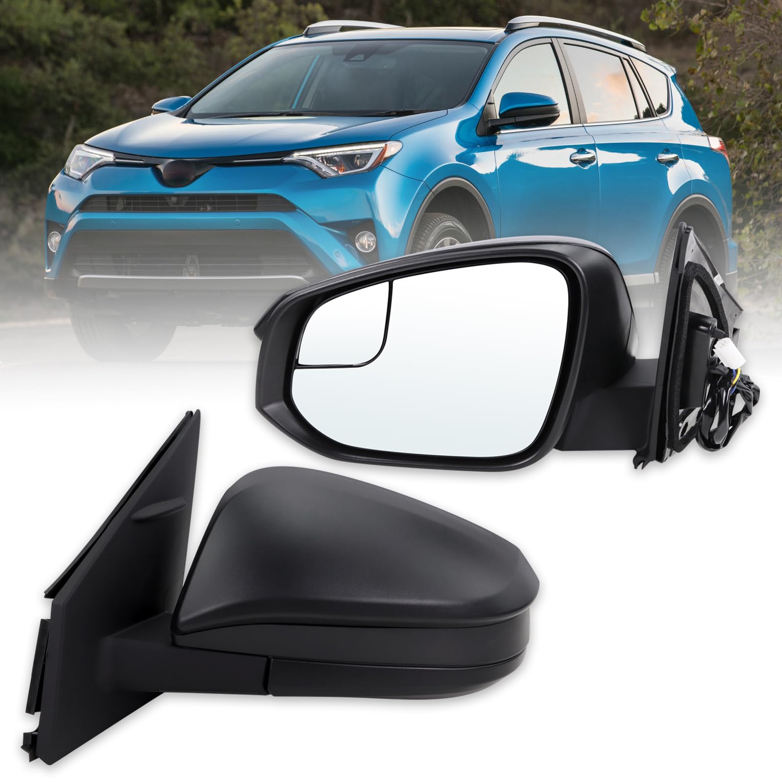 Photo 1 of Lqito Left Driver side Door Mirror Compatible With 2016 2017 2018 Toyota RAV4 With Power Glass Manual Folding Black Replace#879400R210 TO1320345(3 Pins)