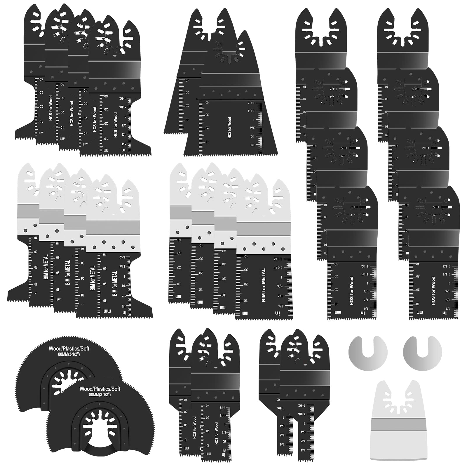 Funnytek 31PC Multitool Blades Kit, Universal Oscillating Saw Blades for Wood/Metal/Plastic, Quick Release for DeWalt, Rockwell, Milwaukee, Makita, Silverline, Black Decker, Einhell