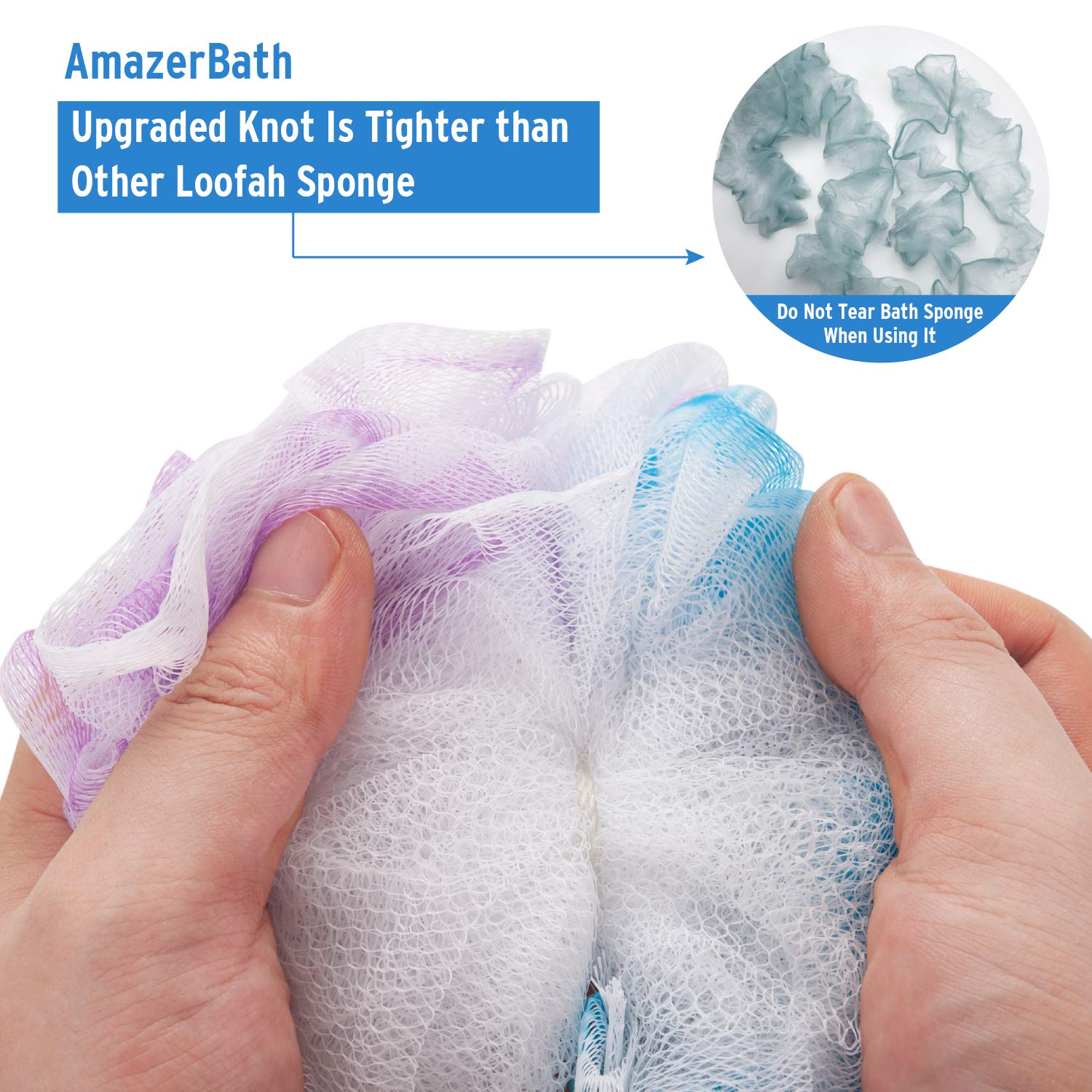AmazerBath Shower Sponge Loofah Back Scrubber, PE Soft Mesh Loofah Body Scrubber with Long Wooden Handle, Bath Sponge for Men Women (Purple) : Beauty