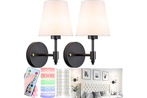 Battery Operated Wall Sconces, Set of 2, Wireless Battery Wall Light with 10000mAh RGB Rechargeable Magnetic Lamp, Rechargeab