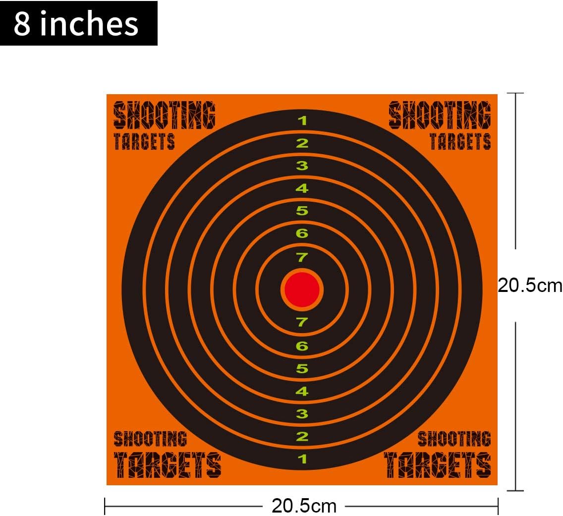 8 Inch Shooting Targets, 10 Pack/25 Pack/50 Pack Paper Targets for Shooting Range, Shots Burst Bright Fluorescent Orange Upon Impact, Reactive Splatter Targets for BB Gun, Rifle, Airsoft, Pistol : Sports & Outdoors