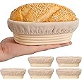 6 Inch Oval Banneton Bread Proofing Basket Set of 6, Kikcoin Mini Sourdough Bread Baking Supplies, Small Banneton Basket Proofing Baskets for Sourdough Bread Baking