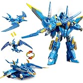 QUANTUM HEROES DINOSTER 2-in-1 Robot Frost Zetawing &ndash; 30+ Joints, 5+ | 2-in-1 robot converts to aircraft. 8.85in, 30+ movable joints. Bow to mini dino. No batteries. For kids 5+