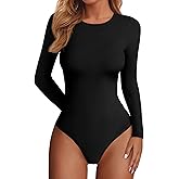 PRETTYGARDEN Bodysuits for Women 2026 Spring Long Sleeve Shirts Fitted Basic Ribbed Layering Tops Fall Fashion Winter Clothes