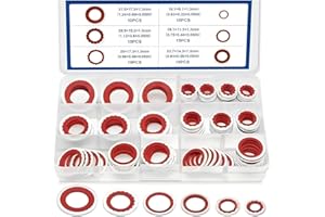 TSUGAMI 85PCS Car AC Gasket Kit, Multiple Sizes Vehicle AC Compressor Bonded Seal Assortment Set, Versatile Automotive Air Co