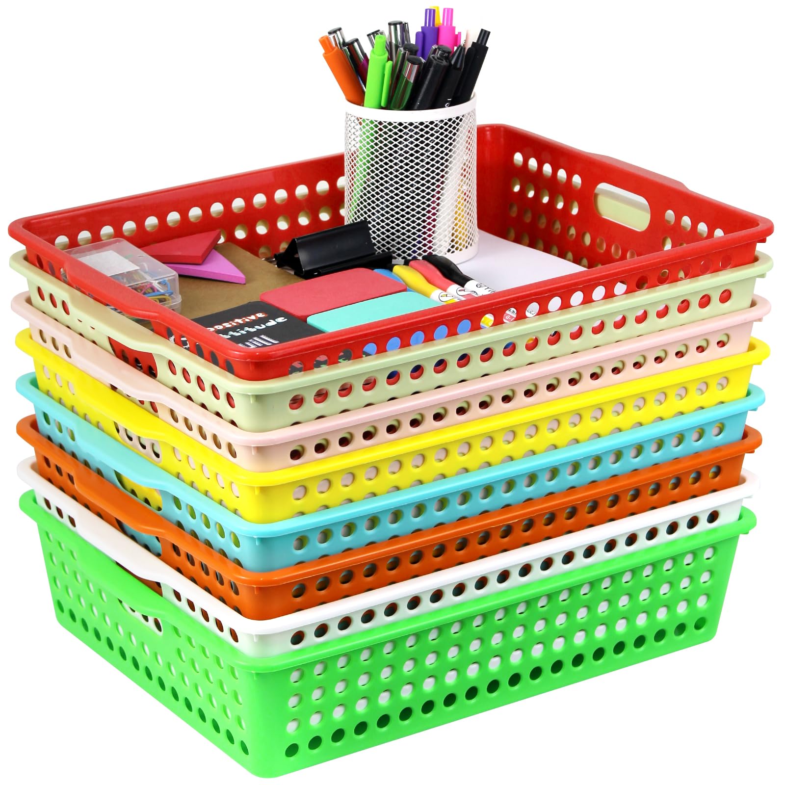 Photo 1 of QPEY Turn In Trays Classroom,8 Pack Classroom Bins for Organizing A4 Papers Trays Homework Collection Baskets for Teachers, Students & Organized Classrooms Arts and Crafts Supplies