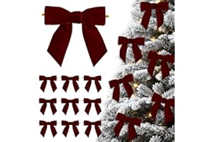 24 PCS Velvet Christmas Ornaments Decorations, Velvet Bows Ornaments for Christmas Tree, Indoor Xmas Home Holiday Vintage Neu