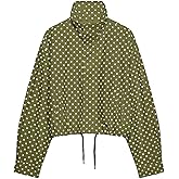 JoinQueen Women Polka Dot Jacket Stand Collar Cropped Jackets Zip Up Coat Casual Fashion Coat Fall Spring Jacket with Pockets