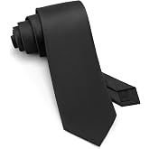 Junmaxroad Men's 63in XL 3.35in (8.5CM) Black Big Tall Tie Gift Box | Long XL Big and Tall Tie with Gift Box for Business, Weddings, Parties, Office, and Formal Events.