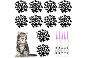 MiiOUU 100 pcs Cat Nail Caps | Cat Claw Covers with Adhesives and Applicators | Black (M)