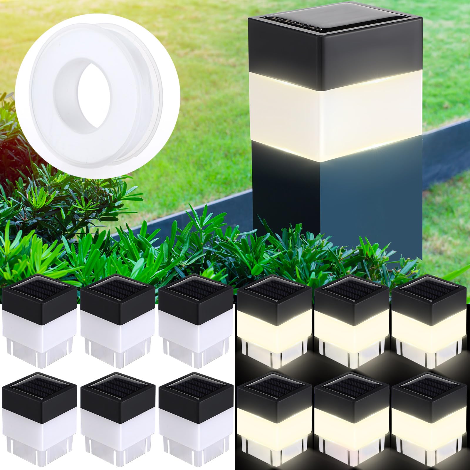 Hicarer 12 Pack Solar Fence Post Cap Lights 2in x