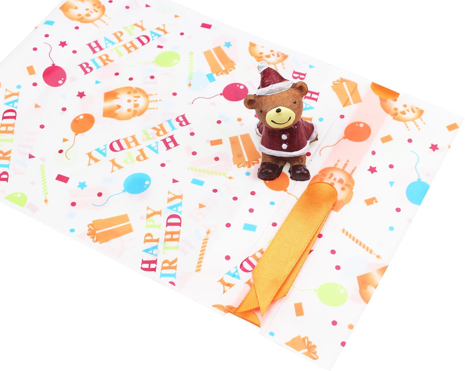 Zealax 15pcs Happy Birthday Theme Party Favors Treat Bags Gift Wrapping Drawstring Plastic Goodies Package Bags Baby Shower Decorations Ideas, 6 inches x 9 inches