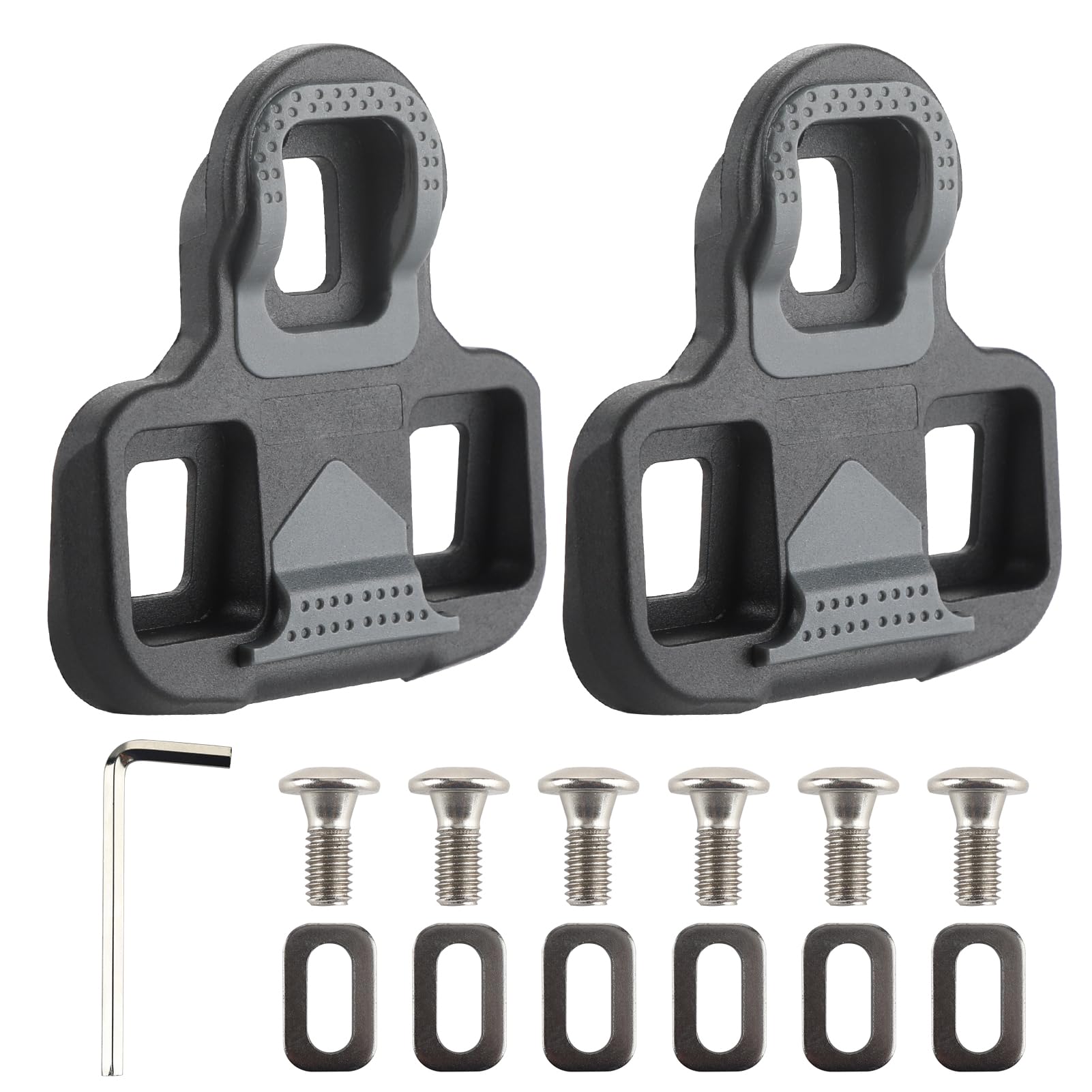 Bike Cleats Compatible with Look KEO Bike Grip Cleats Bicycle Cleats for Cycling Shoes Indoor Outdoor Road Mountain Cleat Set Road Pedals with mounting set Anti-Slip TPU Surface-Black
