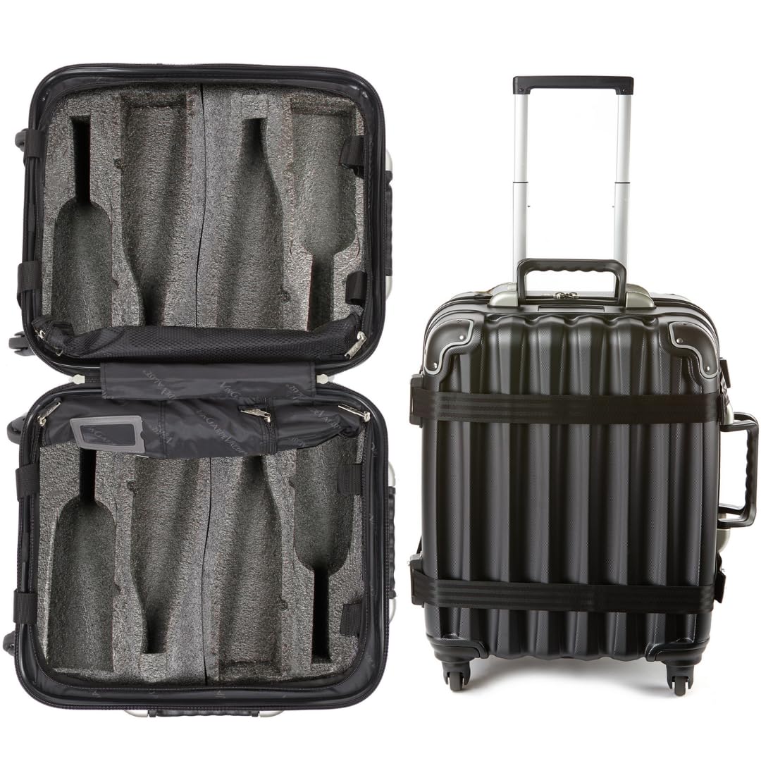 VinGardeValise Original Wine Suitcase by FlyWithWine, 8-Bottle Capacity, Black, TSA-Approved Lock