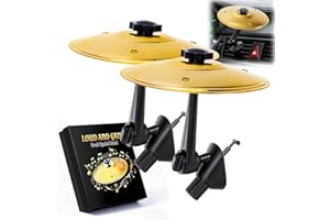 GAOLERBEE 2 Pack Car Cymbal Air Vent, Mini Drum Crash Cymbal For Car Vent,Easy Clip-On Mini Cymbals for Drumer Music Lovers, Make Your Driving More Fun, Suitable for all Types of Vehicles, Gold