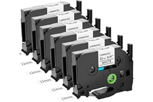 Airmall Tec Replacement for Brother P-Touch Cube Plus PTH110 PT-1750 PT-P710BT PT-D410 PT-P700 Label Tape Tze-231 1/2 Inch x 26.2 ft(8m) TZe TZ Tape Refill Label Maker Tape 12mm 0.47 White, 6-Pack