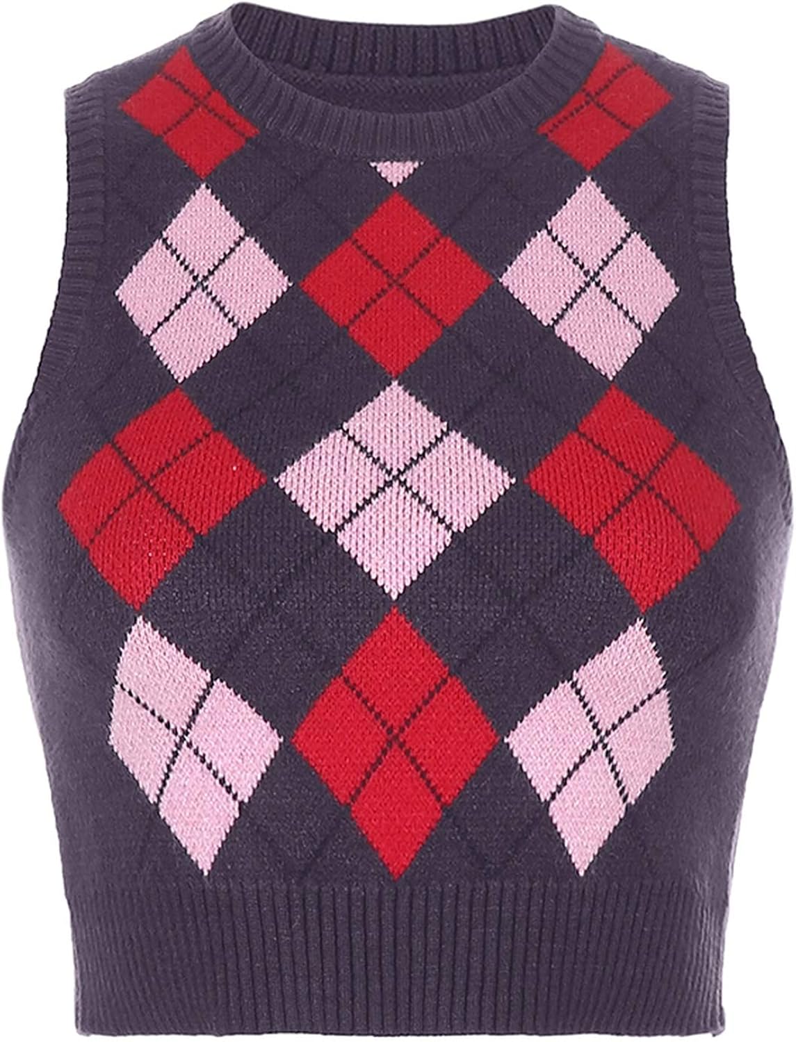 red plaid sweater vest