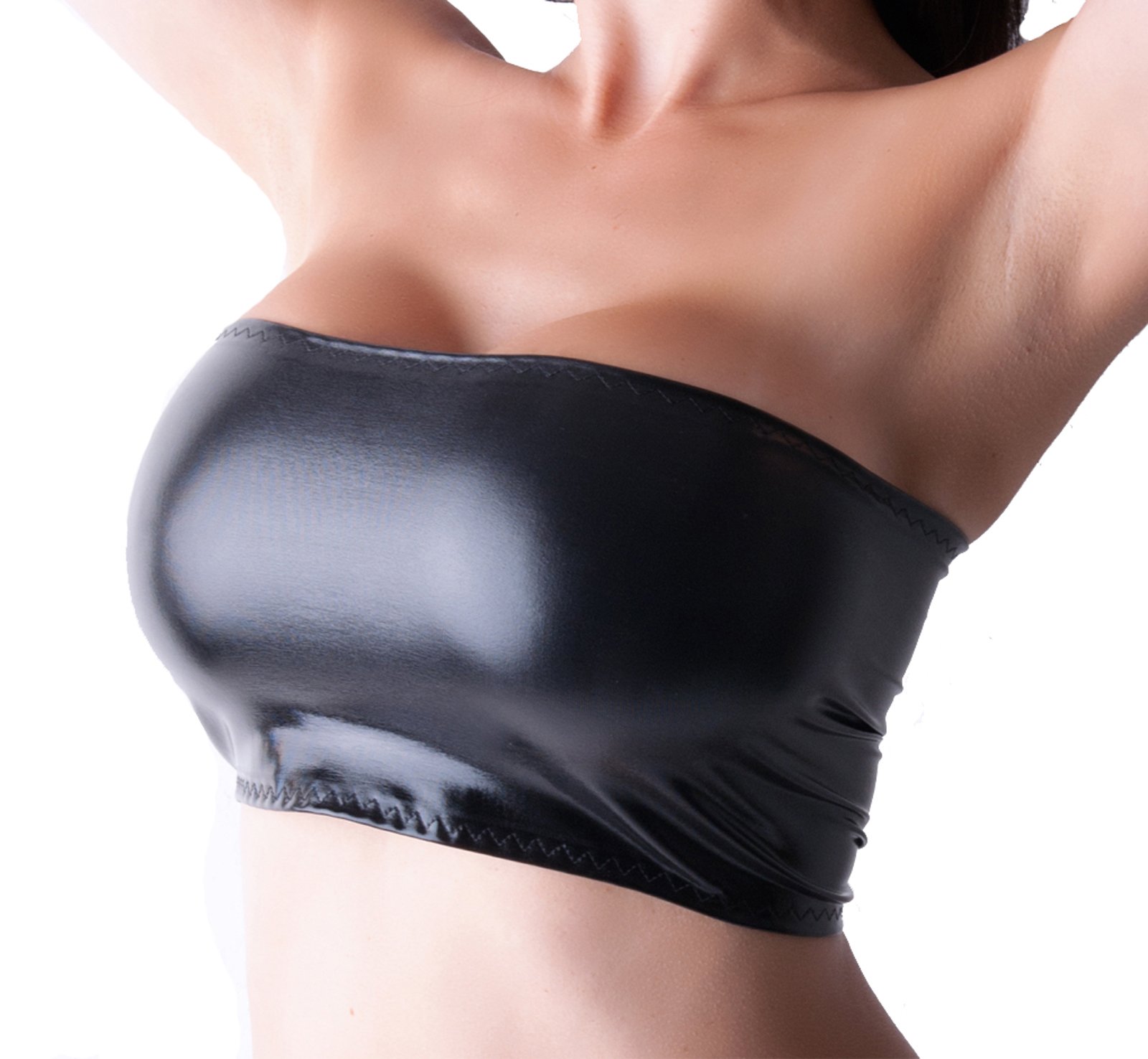 black leather bralette