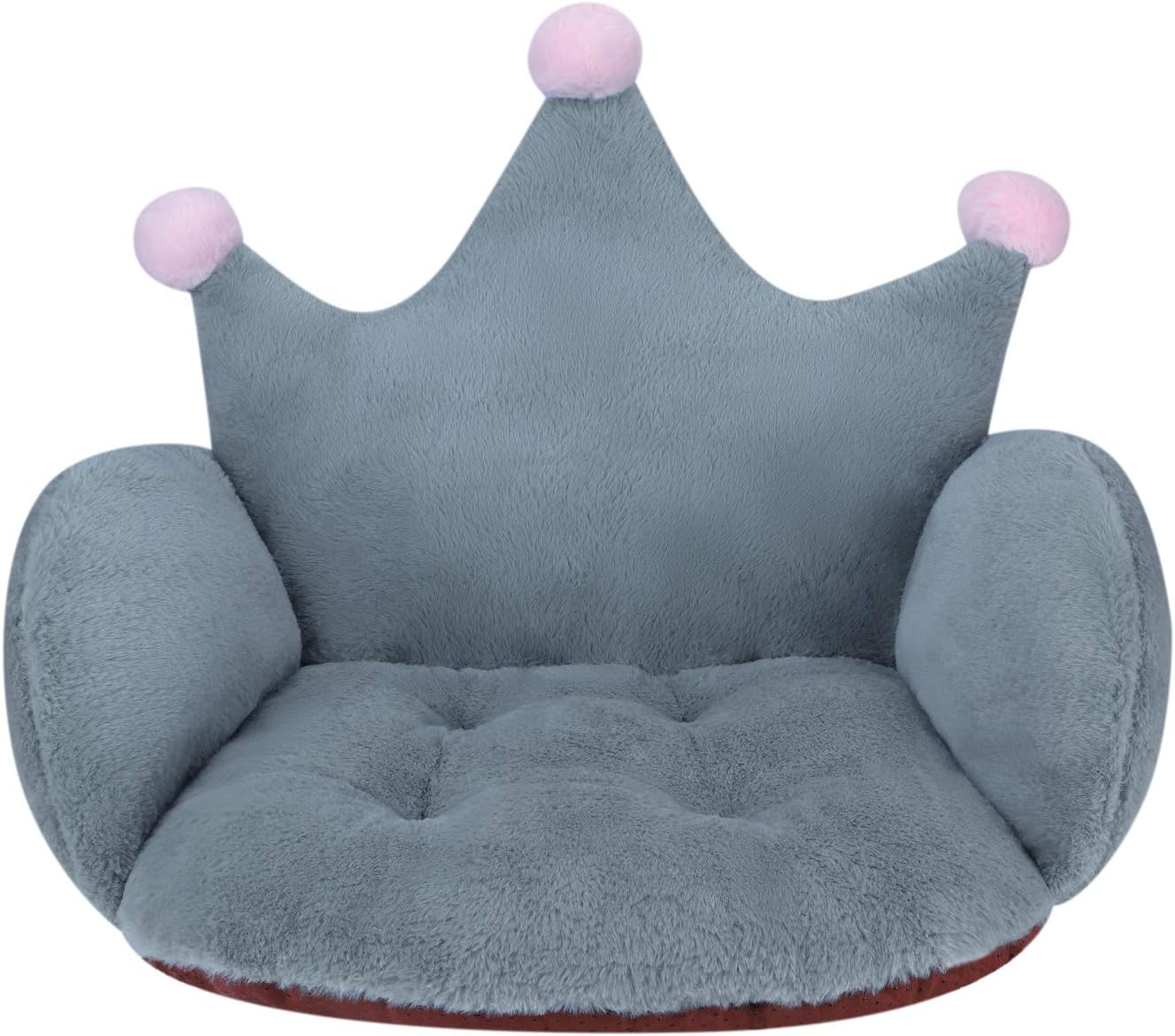 Qchomee Soft Plush Seat Cushion Pad Crown Shape Sofa Chair Cushion Back Waist Support Armchair Pads Mat Booster Cushion Thick One Seat Cushion for Home Office Car,Grey 55x40x40CM - Image 3
