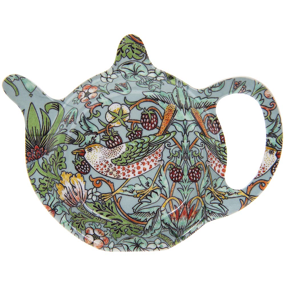 The Leonardo Collection - Strawberry Thief Teabag Tidy - Red with Green Accents - Round - Melamine