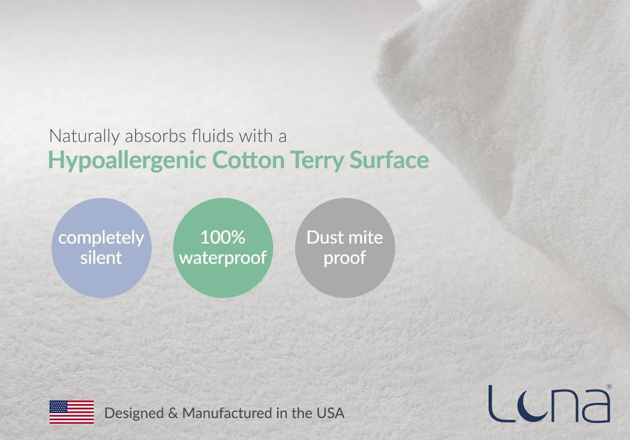 LUNA Queen Size Premium Hypoallergenic Waterproof Mattress Protector - Made in The USA - Vinyl Free: Home & Kitchen