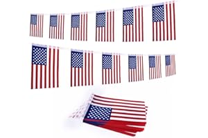LERTURDY 4th of July Patriotic Decorations Outdoor, 45 Feet 40 PCS American Flag String Pennant Banners, Small USA Flags Banner for Independence Day Memorial Day Patriotic, Festival Party Decorations
