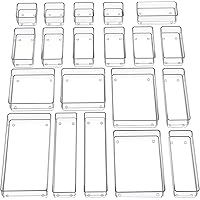 SMARTAKE 20-Piece Drawer Organizer with Non-Slip Silicone Pads, 7-Size Desk Drawer Organizer Trays Storage Tray for Makeup, J