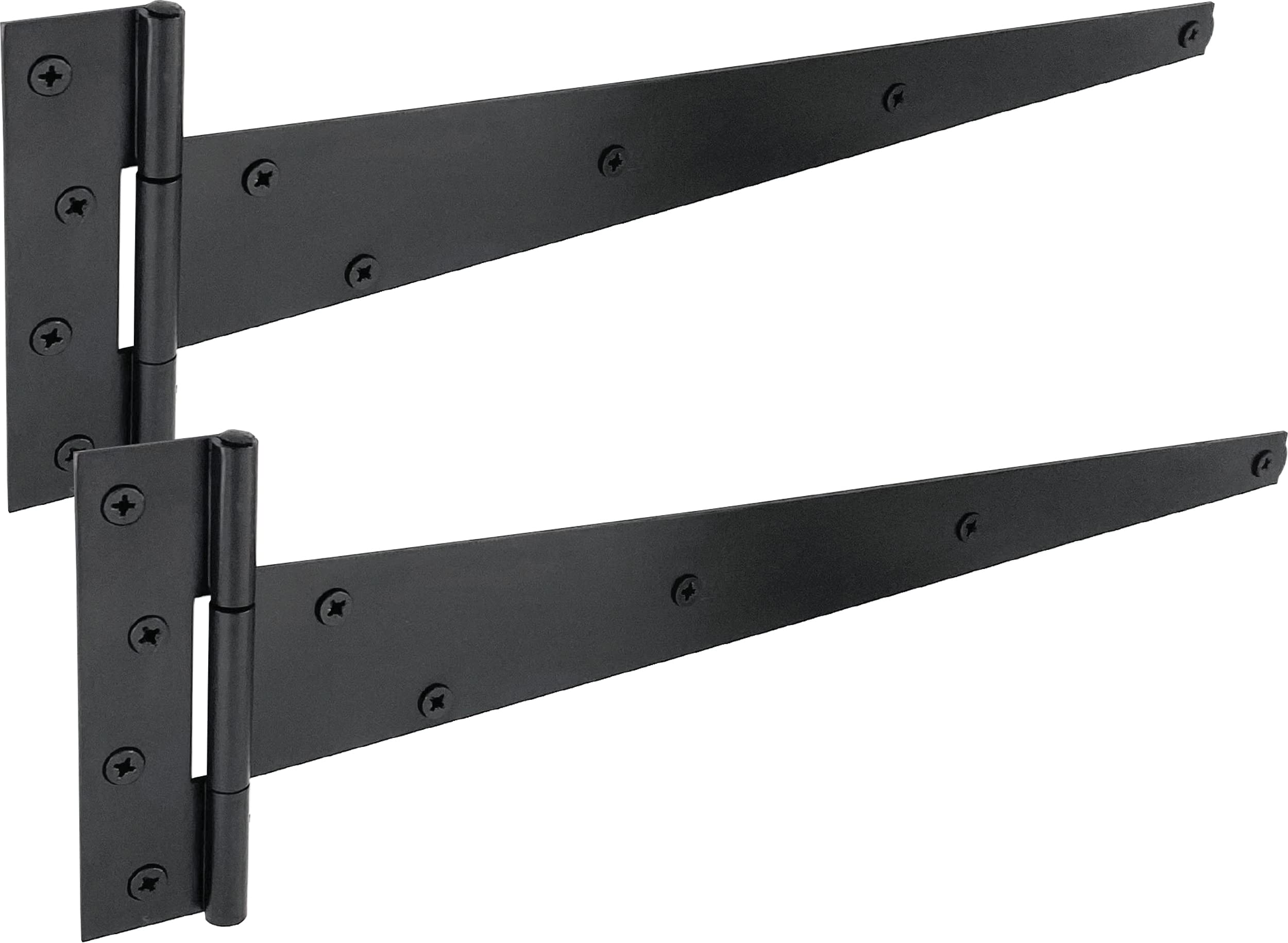 IRONTITE® 1 Pair Black T Hinges 400mm (16”), Gate Hinges for Wooden Gates Or Garden Shed Hinges, These Garden Gate Hinges are Black Coated for Lasting Weather Protection.