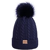 Alepo Kids Winter Beanie Hat, Children's Warm Fleece Lined Knit Thick Ski Cap with Pom Pom for Boys Girls
