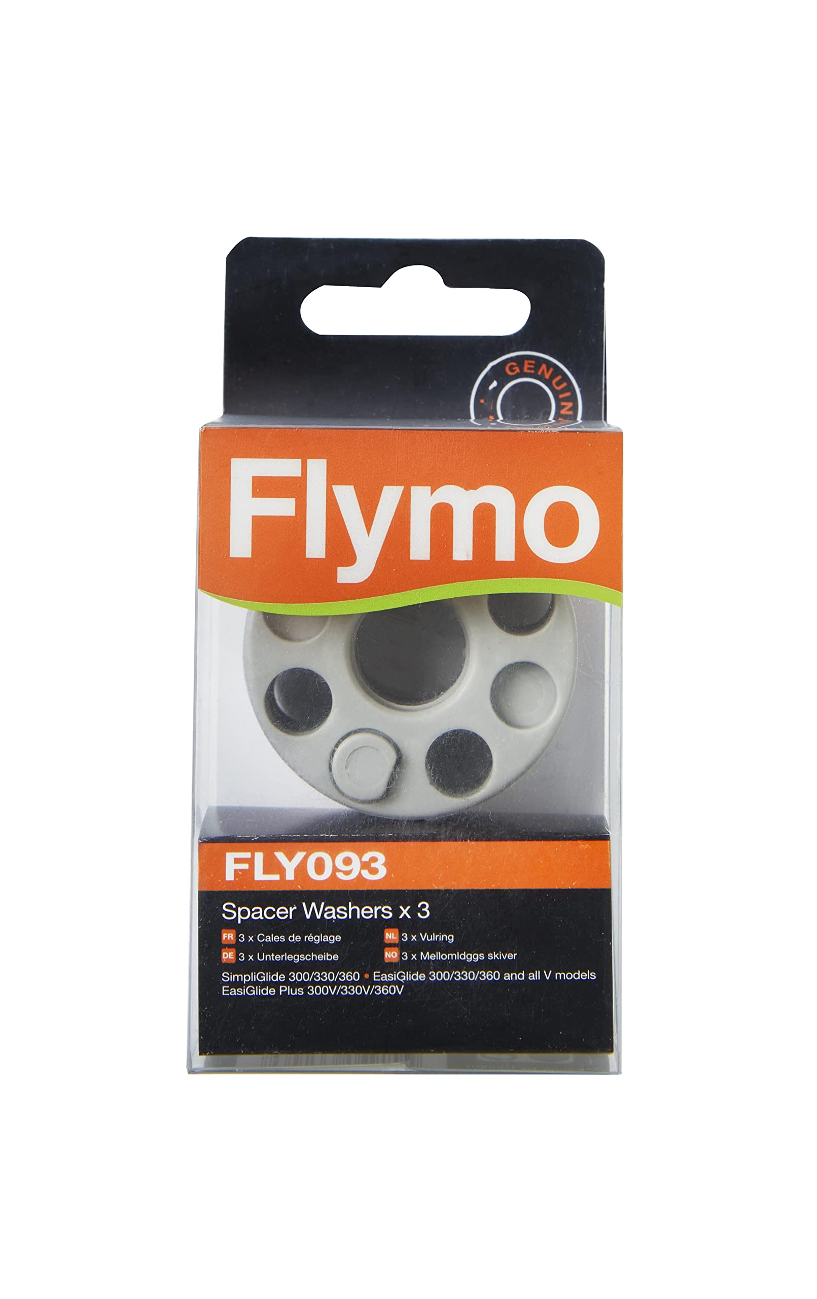 Flymo FLY093 x3 Space Washers for SimpliGlide and EasiGlide Lawnmowers - 529363290, Light Grey