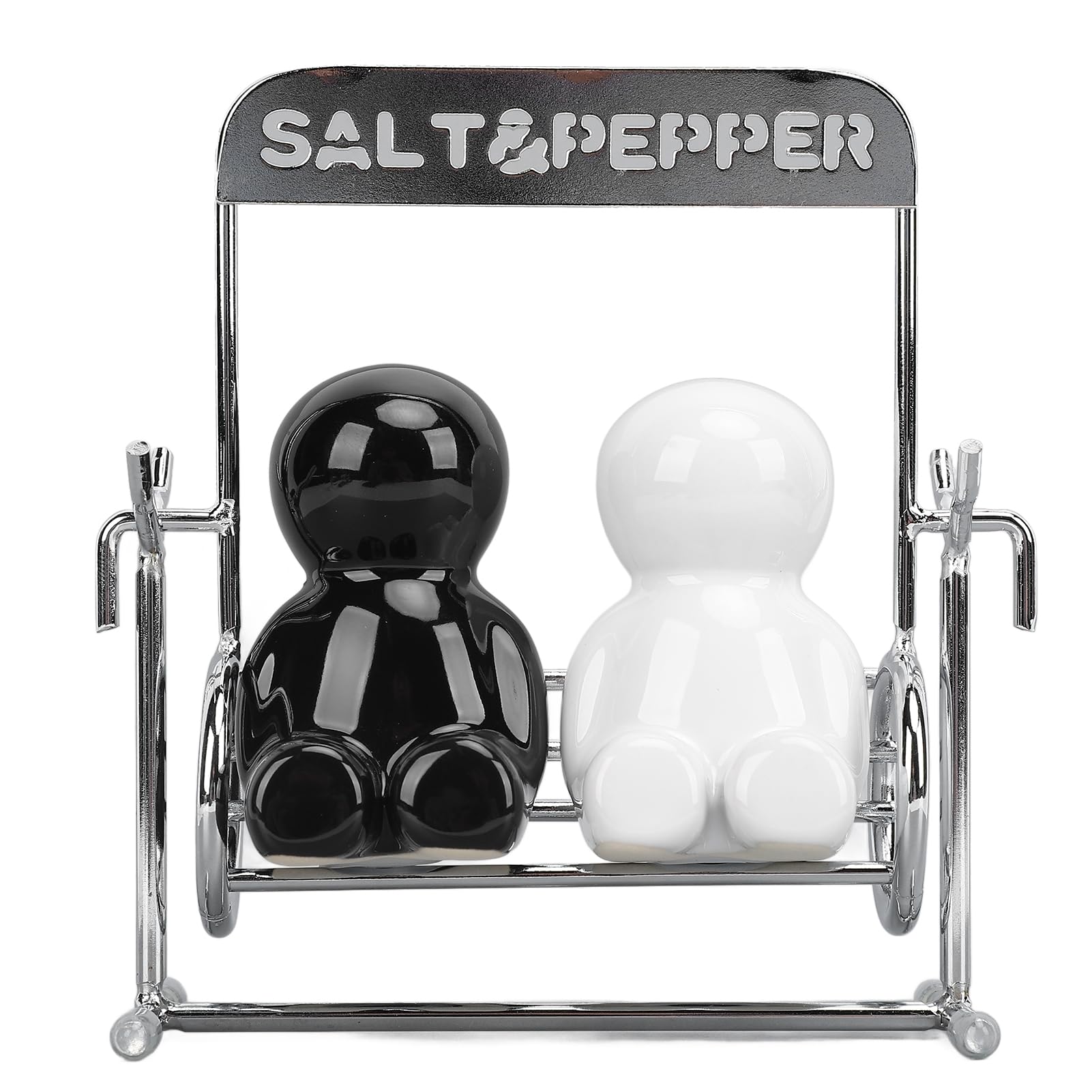 Salt and Pepper Shakers, Ceramic Swing Figure Spice Shaker Set Salt and Pepper Dispensers Cute Salt Shaker Novelty Small Seasonings Jar Tabletop Kitchen Accessories