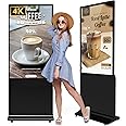 JIYANG 55 Inch 4K Digital Signage Ultra HD Indoor Floor Standing Digital Kiosks Support HDMI/USB Input for Retail Spaces, Restaurants, and Corporate Presentations,Android System Black