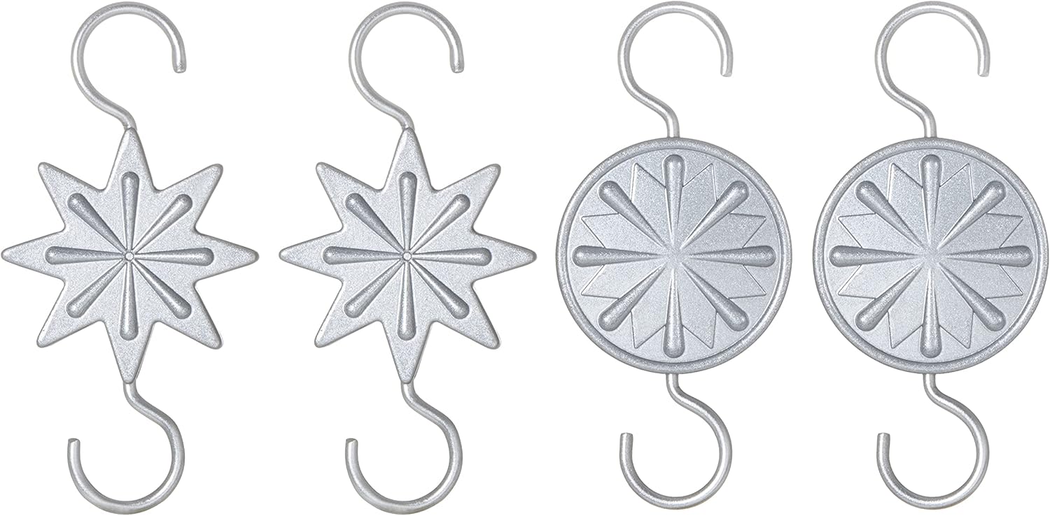 Ornament Hooks - Hallmark Keepsake 2021, Miniature Star Metal Ornament Hooks, Pack of 4