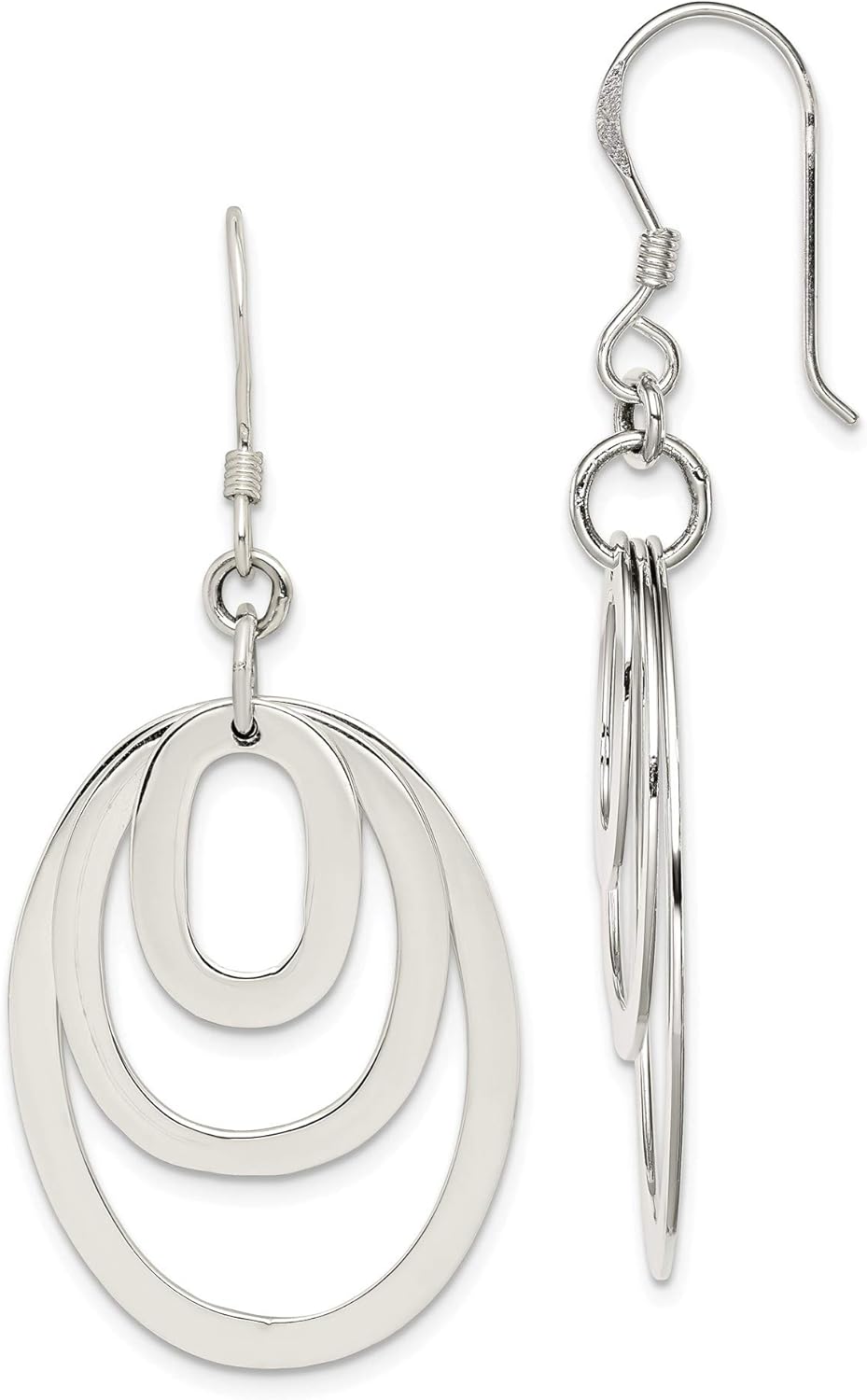 Sterling Silver Triple Oval Dangle Earrings Jewelry