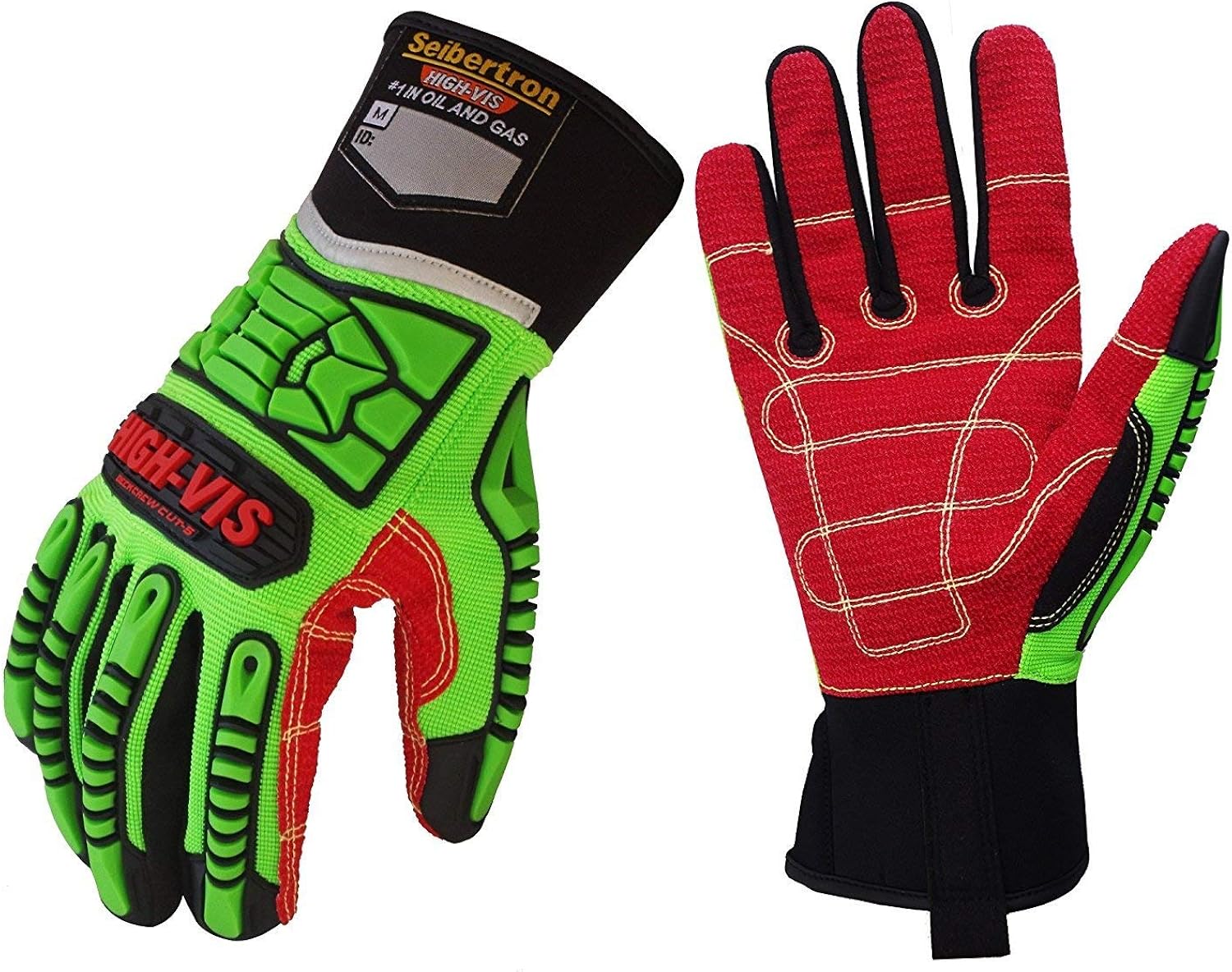Seibertron HIGH-VIS HDC5 Level 5 Cut Resistant Deckhand Gloves High Performance Protection Impact Resistant Oil and Gas Safety Gloves L