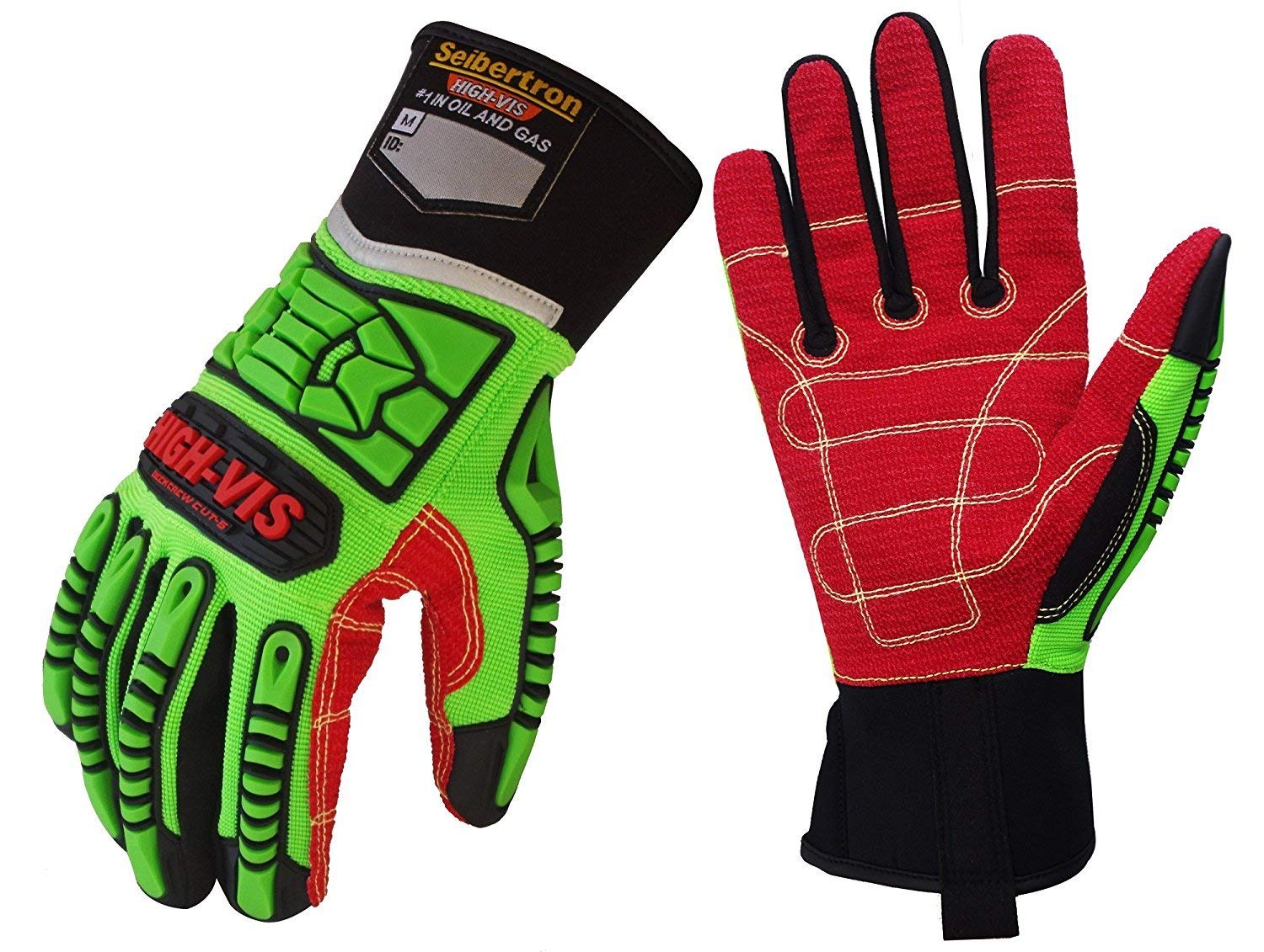 Seibertron HIGH-VIS HDC5 Level 5 Cut Resistant Deckhand Gloves High Performance Protection Impact Resistant Oil and Gas Safety Gloves L
