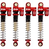 INJORA 43mm Aluminum Threaded Double Barrel Shocks for Axial SCX24, Red