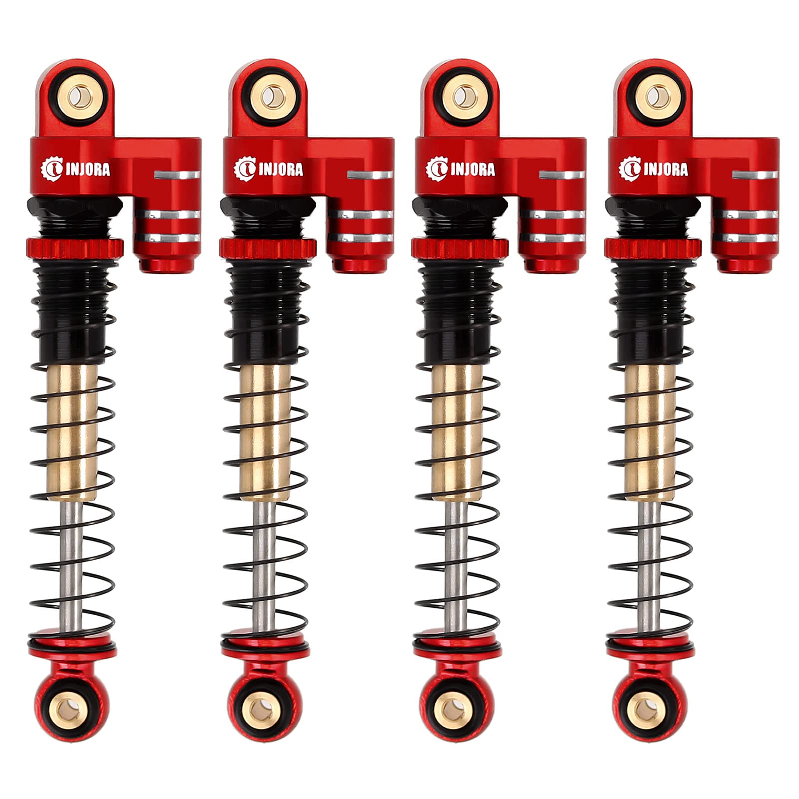 Photo 1 of **2 PIECES** INJORA 43mm Shocks Aluminum Threaded Tele Absorber Damper Upgrades Parts Accessories for Axial SCX24 Gladiator Deadbolt C10 (Red)
